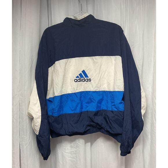 Vintage 90's Adidas Windbreaker Jacket Embroidered Spellout 3 Stripes Sz xL RARE - Picture 1 of 10